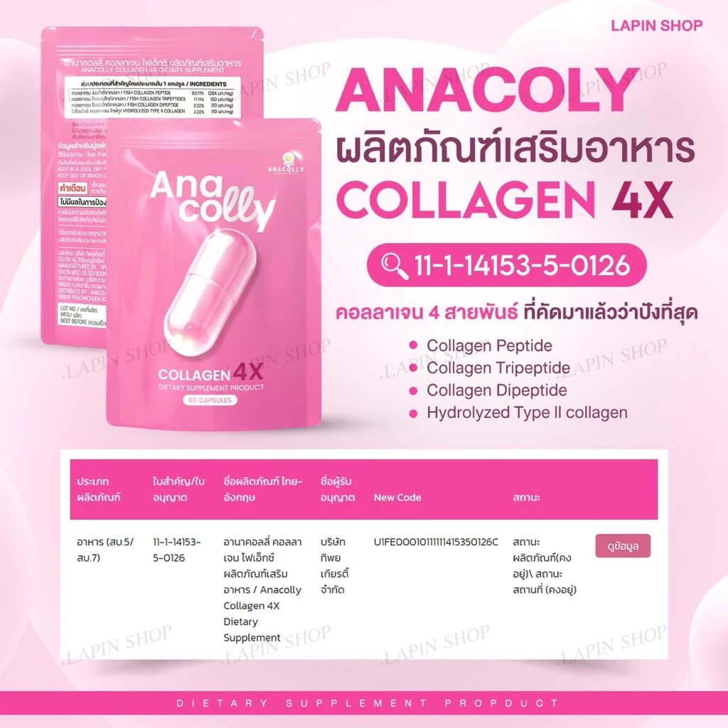 Anacolly4x คอลลาเจน เซต 5 ซอง thumbnail 5