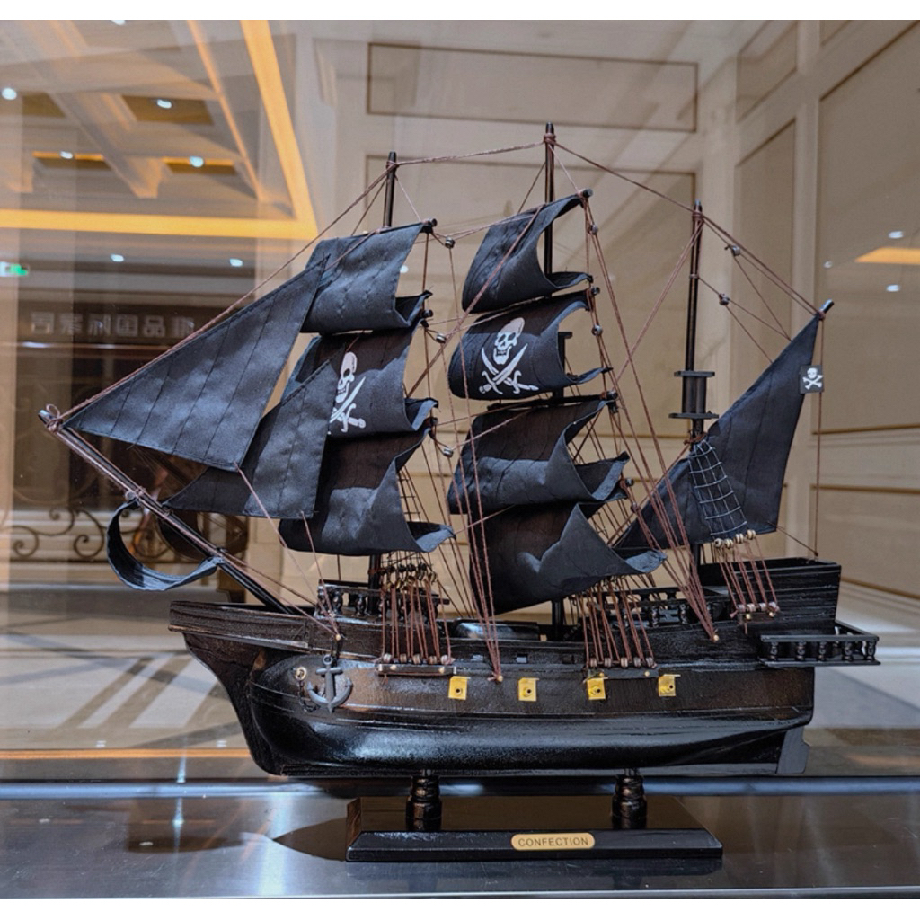 นำเข้าตกแต่ง 🏴‍☠️ เรือโจรสลัด Black Pearl รุ่นคลาสสิก 🏴‍☠️  Corsair Model – Black Pearl Sailboat📏 ขน