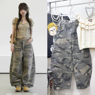 📍พร้อมส่งSLXL📍Smoke camo barrel jeans • ยีนส์ทรงชิคๆ มาในผ้ายีนส์ลายทหาร เท่มาก❕เย็บแบบขยายด้านข้างพองๆทรงถัง
