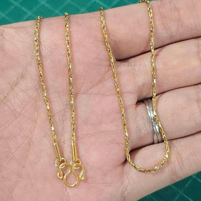 สร้อยสแตนเลสเลเซอร์ 22k ลายเกลียวแท่ง 2 ขนาด  ไม่ดำ ไม่เป็นสนิม