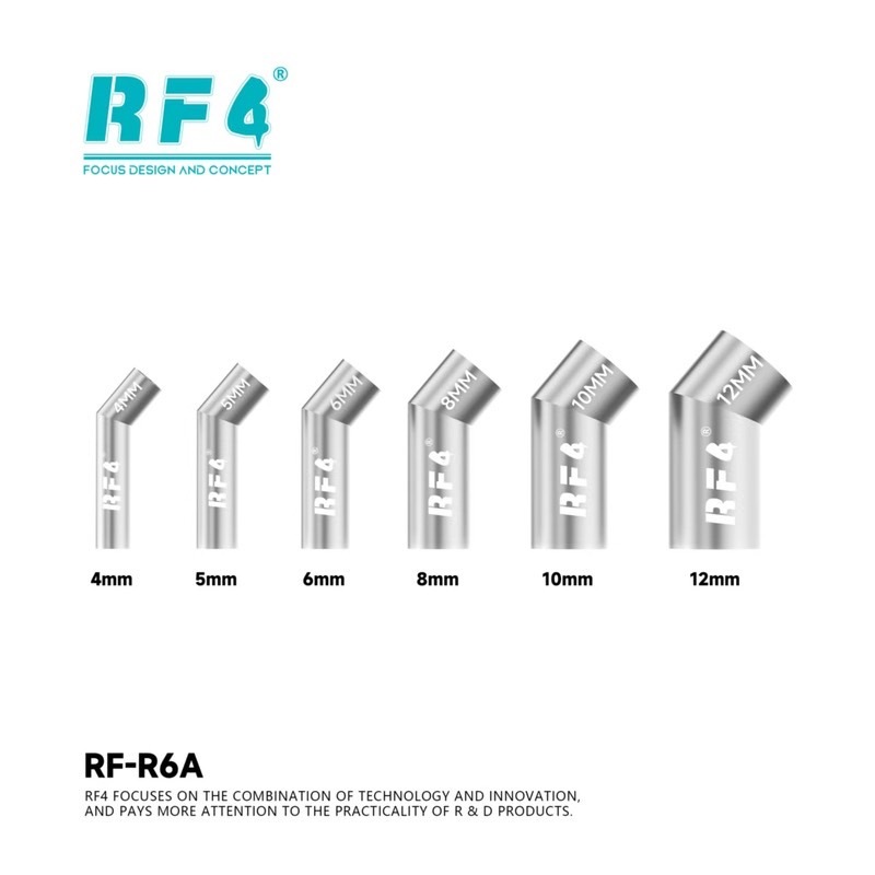 RF4 RF-R6A 6 in 1 Bent โค้งความร้อน Diagonal Air Gun หัวฉีดสําหรับ 861DW / 861Pro Hot Air Station ปา