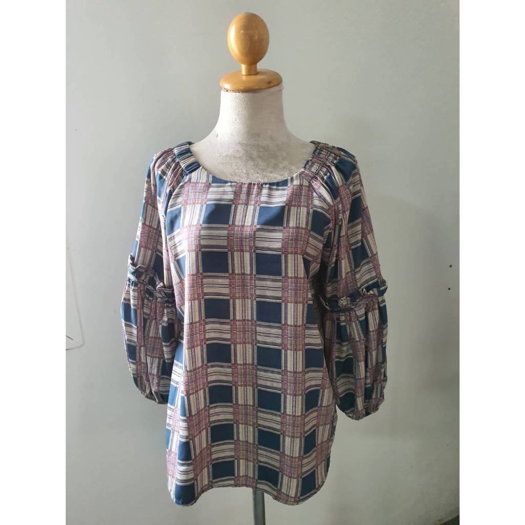 FF06521 เสื้อแฟชั่น มือสอง ลายตาราง อก 41 นิ้ว