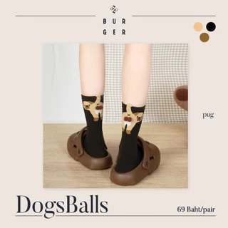 DogsBalls ถุงเท้าแฟชั่นครึ่งแข้ง ลายไข่น้อนหมา 4 แบบ น่ารัก ราคาถูก คุณภาพดี