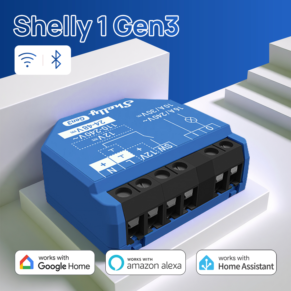 Shelly 1 Gen3 WiFi Smart Relay สวิตช์รีเลย์อัจฉริยะ ควบคุมไฟ/เครื่องใช้ไฟฟ้า ผ่านมือถือ รองรับ Google Home / Alexa