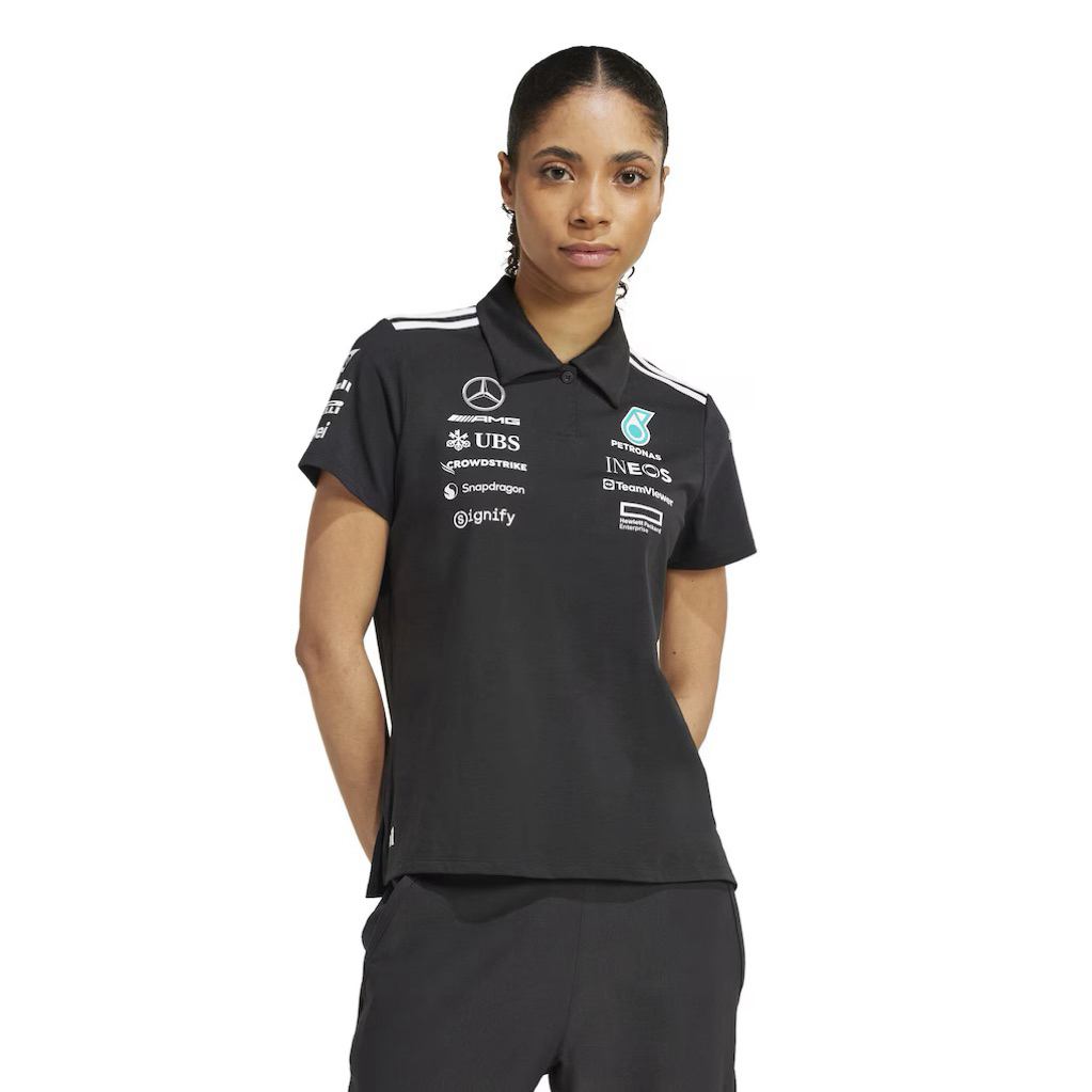 Pre order Mercedes AMG Petronas adidas F1 2025 Team Polo - Black - Womens