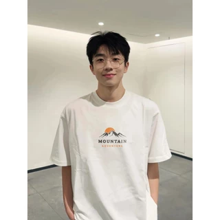 (ผ้าฝ้าย 100%)Luvoro oversize unisex เนื้อผ้านุ่มระบายแขนสั้น T-shirt สีดำและสีขาว เสื้อยืดทูโทน เสื้อยืดแขนสั้น C1404