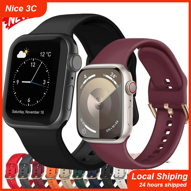 สายรัดกีฬาแบบนุ่มสําหรับ iWatch series Ultra1/2 9 8 7 6 49 44 45 42 มม.สร้อยข้อมือซิลิโคนสําหรับ band 5 se 4 3 40 มม.41