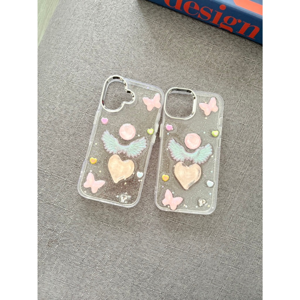 AD465 New case เคสเรซิ่นหัวใจนูน ลายน่ารัก กันกระแทกได้ สินค้าพร้อมจัดส่งจากไทย