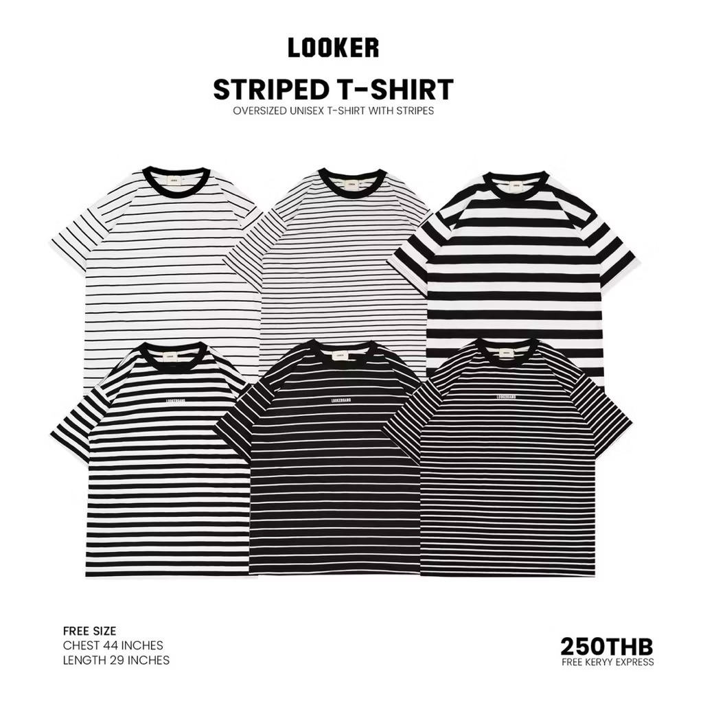 LOOKER - เสื้อยืดลายทาง 3D LOGO