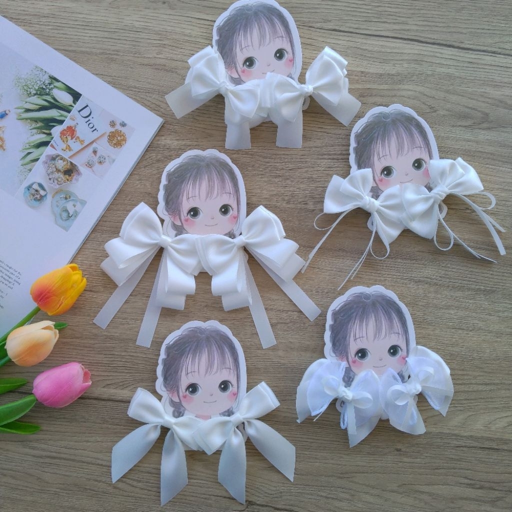 New🌾 โบว์นักเรียนสีขาว(ราคา/1คู่)