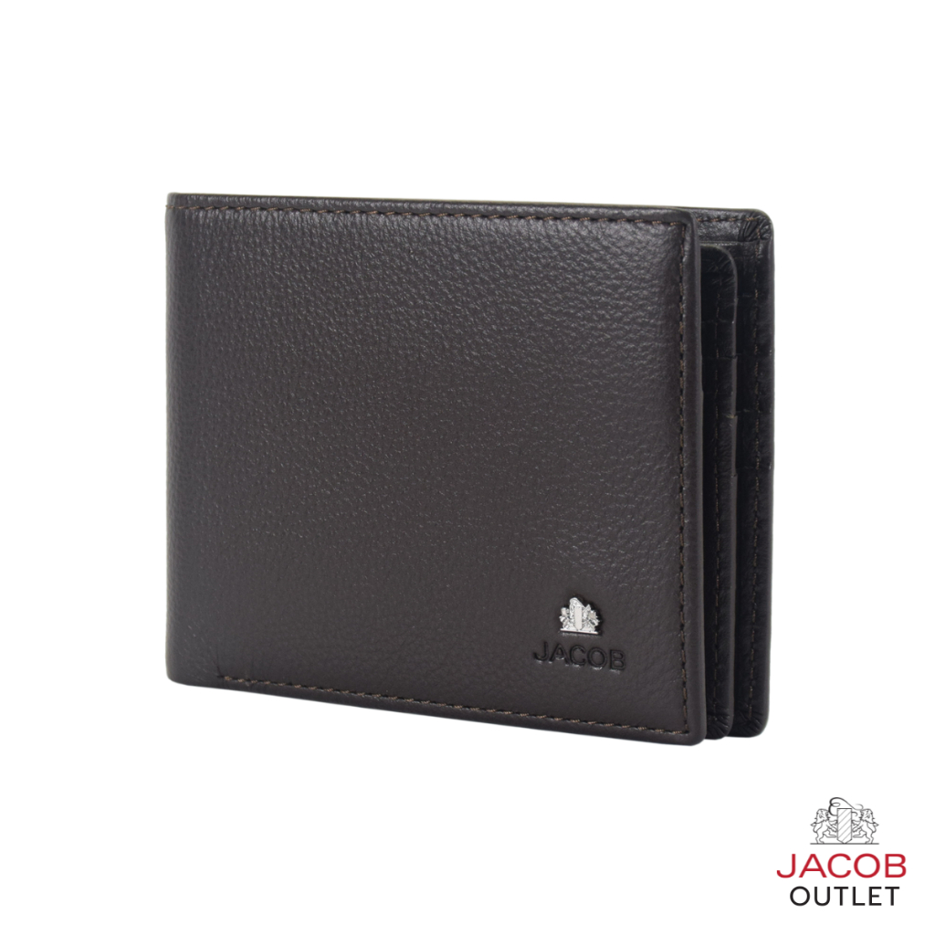 JACOB กระเป๋าสตางค์ชายหนังนิ่ม มีพับตรงกลาง พร้อมช่องใส่รูปภาพ รุ่น 22597