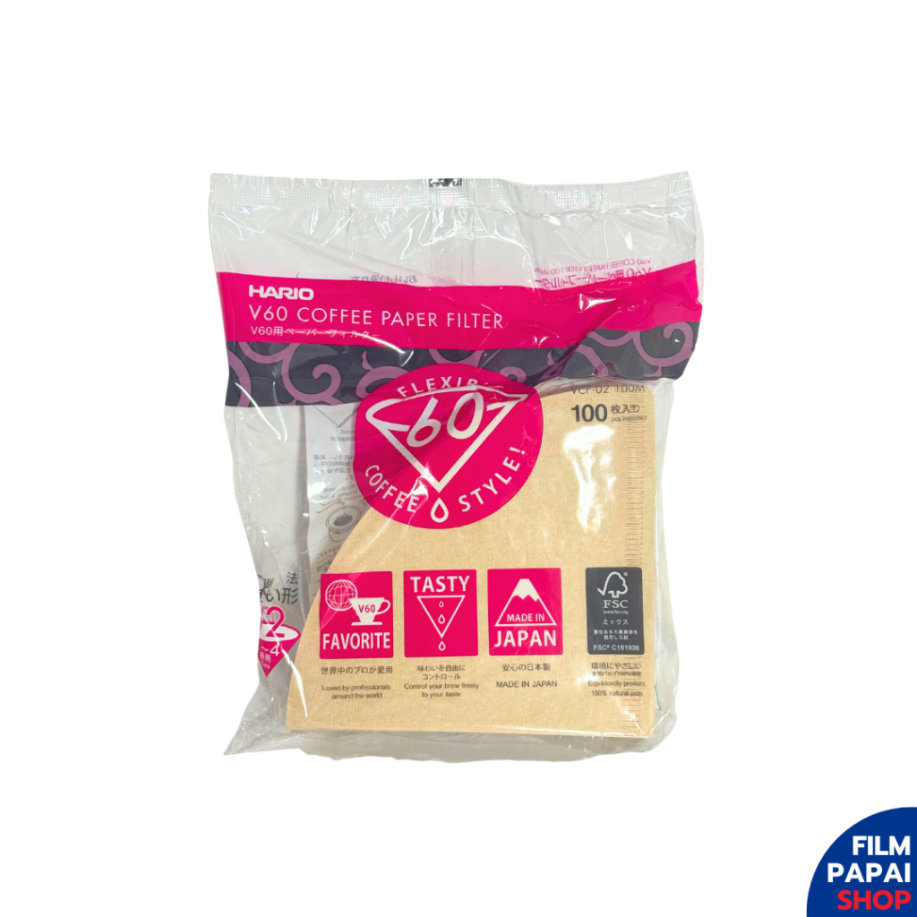 HARIO V60 Paper filter 02 สีน้ำตาล กระดาษกรองกาแฟ ดริปกาแฟ ทรงกรวย (ซองโฉมเก่า) – โปรปัง