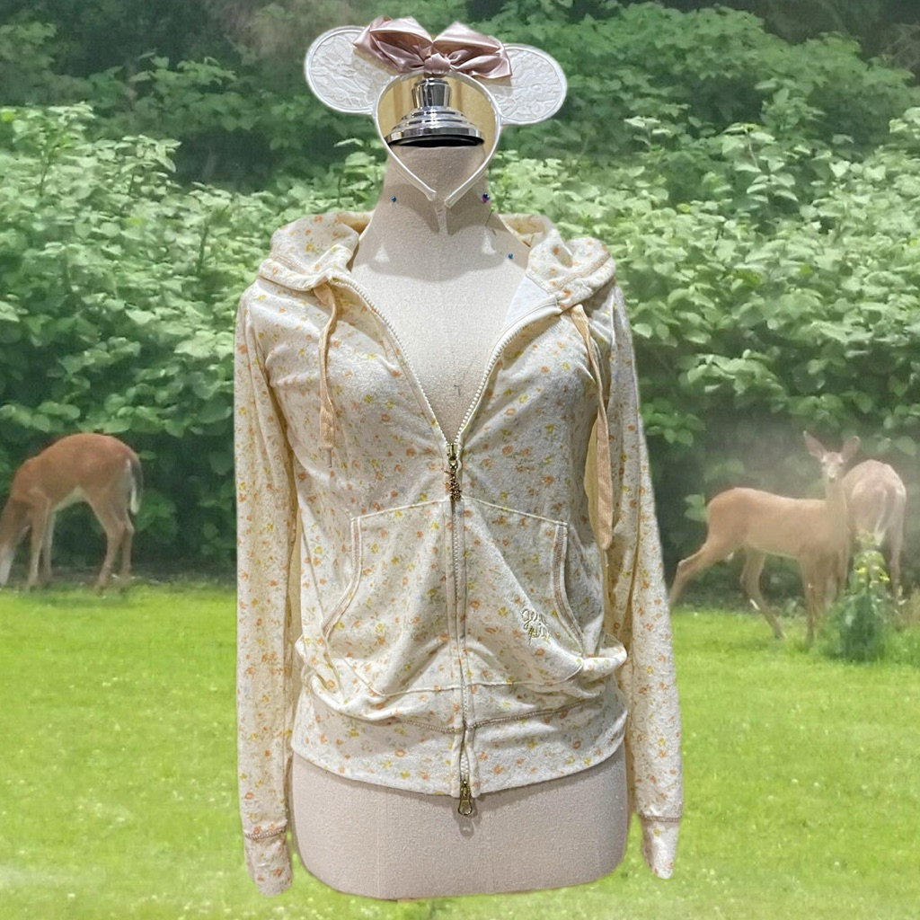 เสื้อฮู้ดลายดอกไม้เล็กๆสวยวินเทจ Gelato Pique✨มือสอง สภาพดี