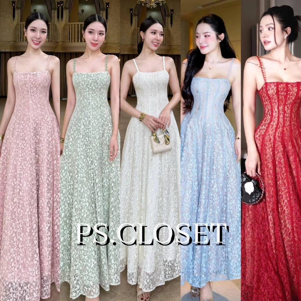 ❣️พร้อมส่ง📌 Swan 173 เดรสลูกไม้ สายถักหลัง ใส่ออกงาน ดินเนอร์ งานแต่ง PS.CLOSET