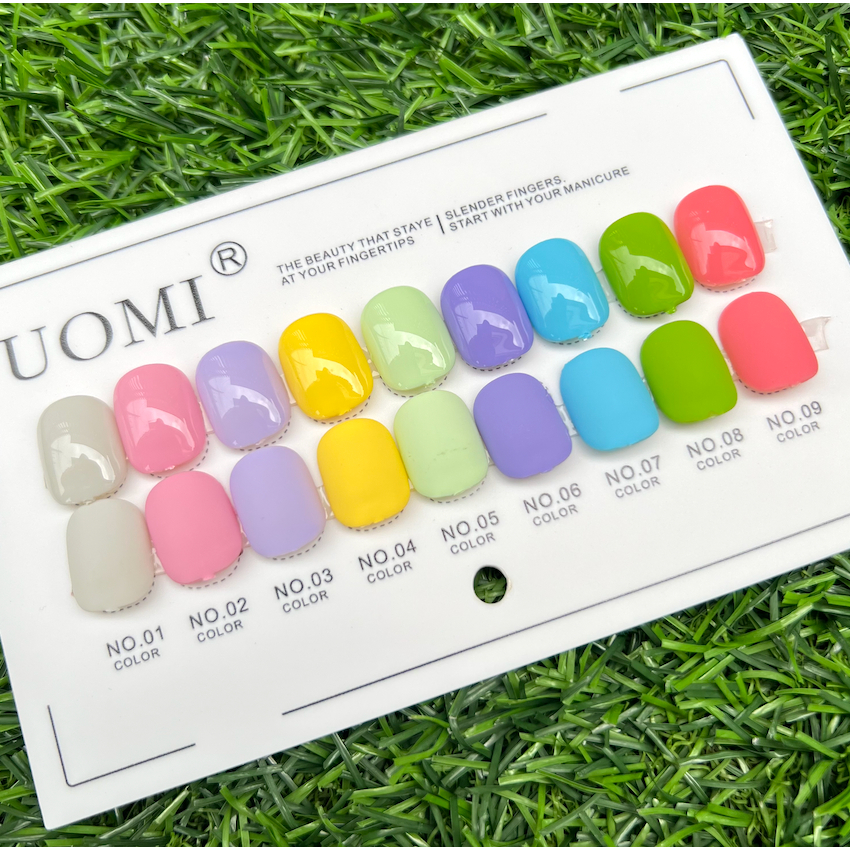 สีเจลพาสเทล UOMI ยกเซต 9 สี สีทาเล็บเจลโทนพาสเทล แถมชาร์ตสีทาสำเร็จ รุ่น9005