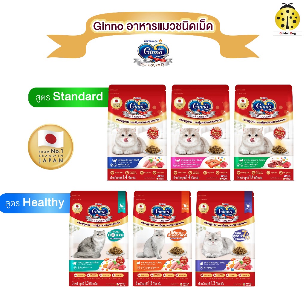 Ginno กินโนะดราย กินโนะอาหารแมว ชนิดเม็ด มีผงปลาคัตทสึโอะบูชิ เม็ดเล็กทานง่าย