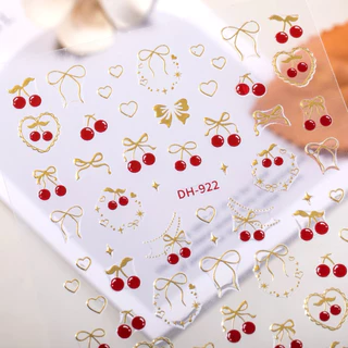 สติกเกอร์ติดเล็บ สำหรับตกแต่งเล็บ ลายสตอเบอรี่ ลายเชอรี่ 3D แผ่นละ 9 บาท