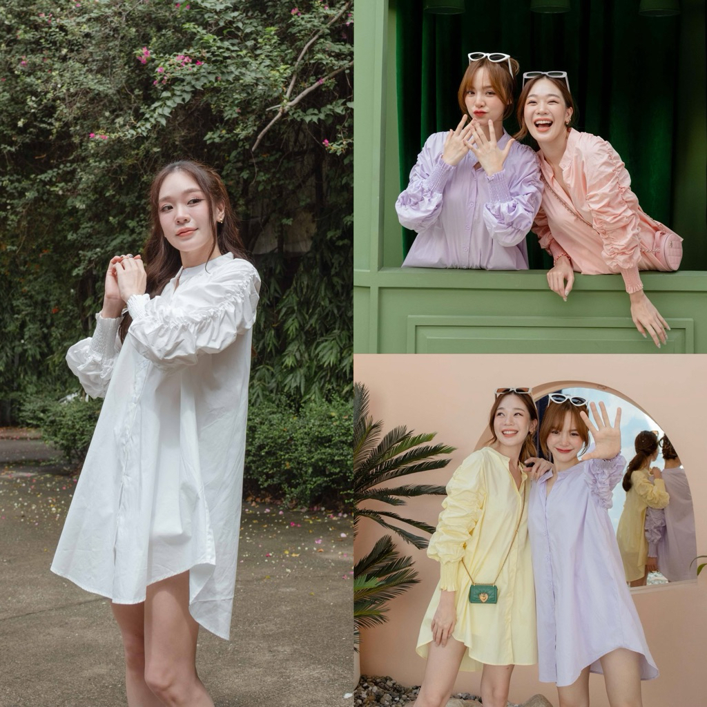 FLASHMARBLE - ALICE DRESS SHIRT #1001 เดรสเชิ้ต โอเวอร์ไซส์