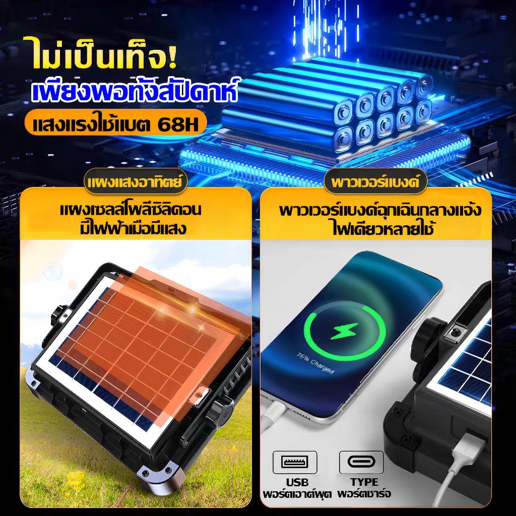 【รับประกัน10ปี 】ไฟแคมป์ปิ้ง 30000Wไฟโซล่าเซลล์ ปรับสว่างได้4เกียร์ จอแสดงผลแบตอัจฉริยะ สปอตไลท์พกพา ไฟโซล่าเซล ไฟฉุกเฉิน - รูปที่ 5