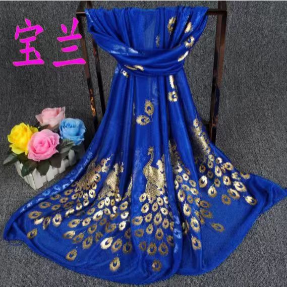 ผ้าพันคอแฟชั่นและอเนกประสงค์ ผ้าพันคอลายนกยูงร้อนขนาดเล็ก