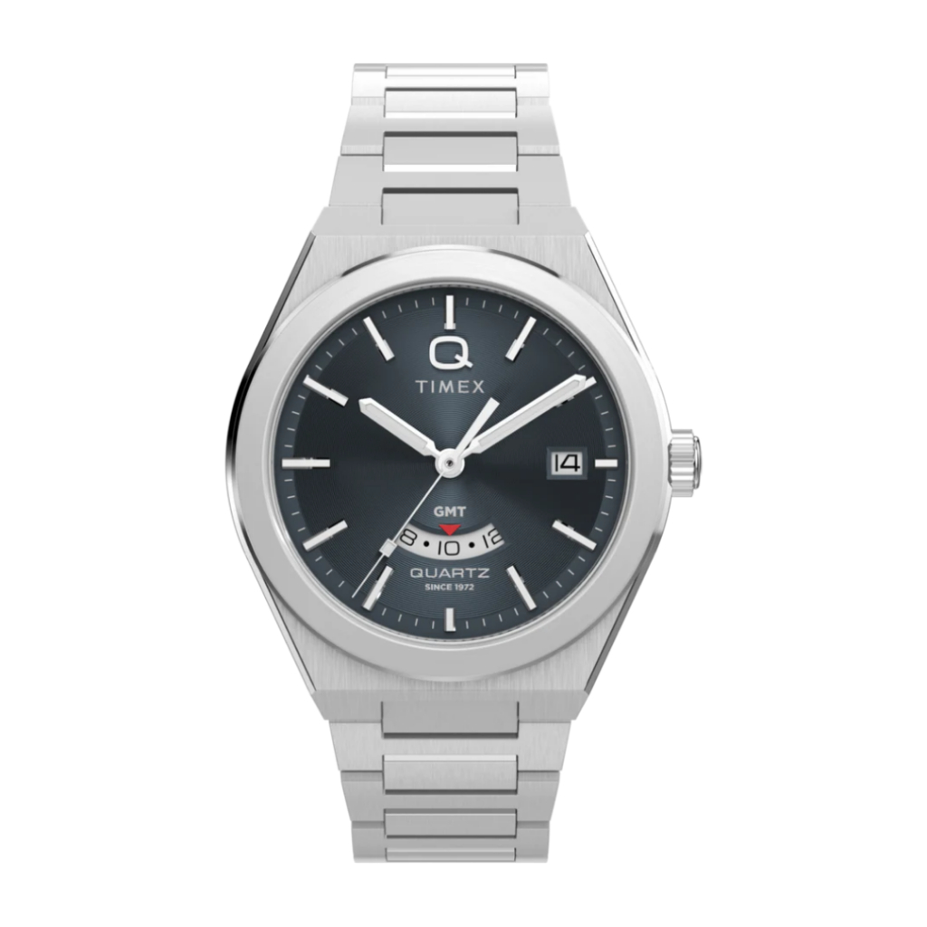 Timex TW2Y12100 Q Timex Continental GMT 39mm SILVER นาฬิกา นาฬิกาข้อมือ นาฬิกาข้อมือผู้ชาย