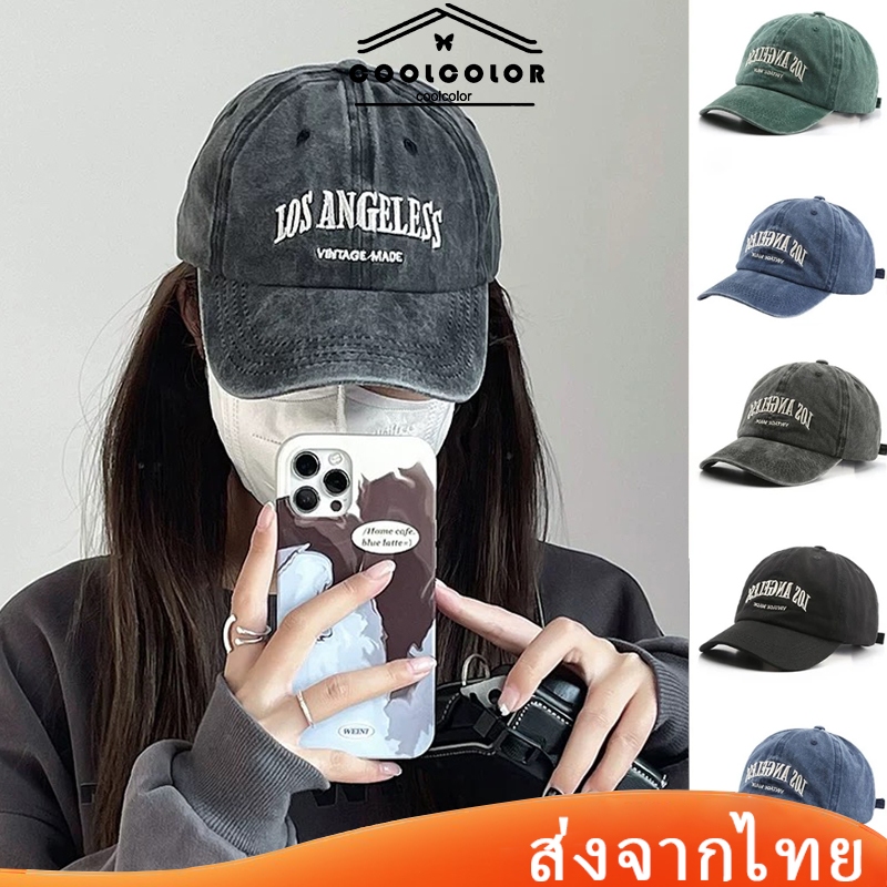 ในไทย💖หมวกแก๊ปเบสบอลปักแฟชั่นสตรีทสไตล์เกาหลี ปรับสายได้ สําหรับผู้ชายและผู้หญิงกลางแจ้งหมวกกันแดด