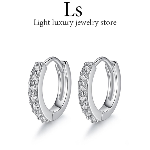 ③⑤ Jewelry,ต่างหูเงินแท้  S925 ต่างหูเงิน ห่วงเพชร  ต่างหูเงินแท้   ของขวัญที่สวยงาม