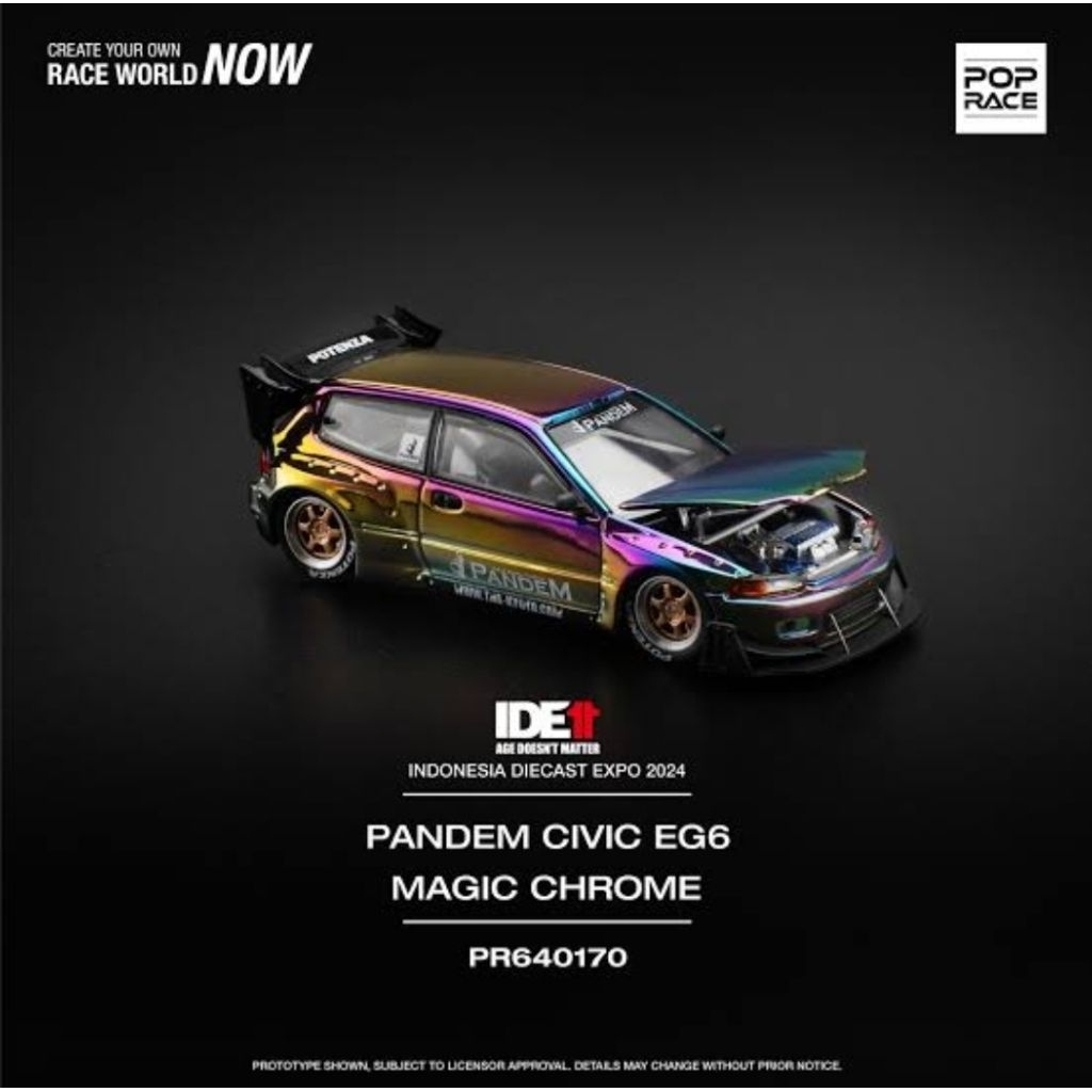 1/64 Pop Race 1:64 Pandem Honda Civic EG6 Magic Chrome IDE Exclusive