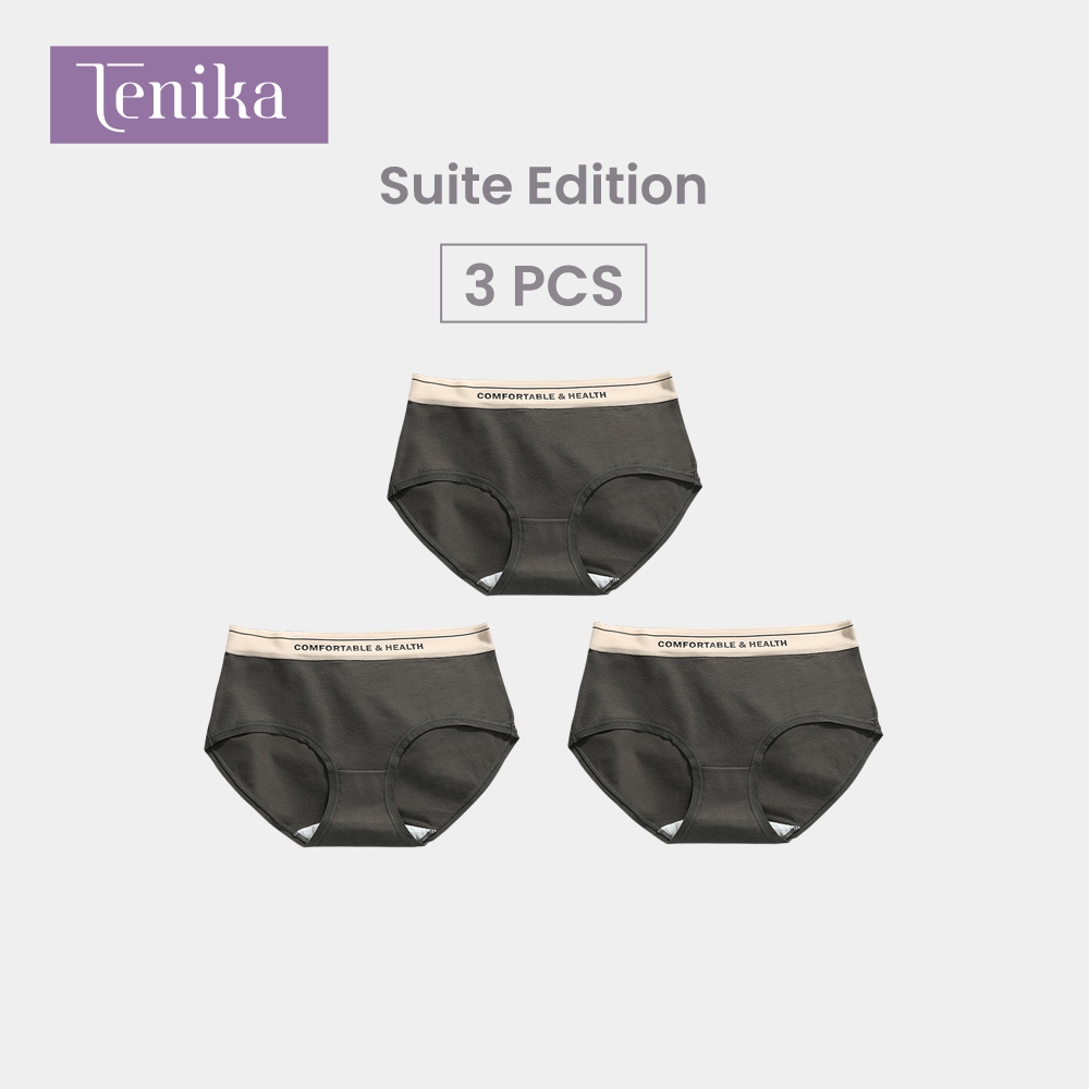TENIKA กางเกงในผู้หญิง กางเกงในเอวกลาง  ระบายอากาศดี M-XL（3pcs）