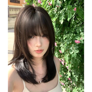*แนะนำหวีจัดทรงก่อนสวมใส่* GDS Wigs วิกผมตรงสไลด์เลเยอร์สีน้ำตาลเข้ม ปลายงุ้ม มีหน้าม้า (ยาว 47 cm) แถมเน็ตผม