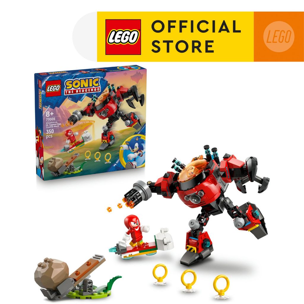 LEGO Sonic 77005 Knuckles vs. Dr. Eggman Egg Crusher Mech (350pcs.), Building Blocks, Kids Toy