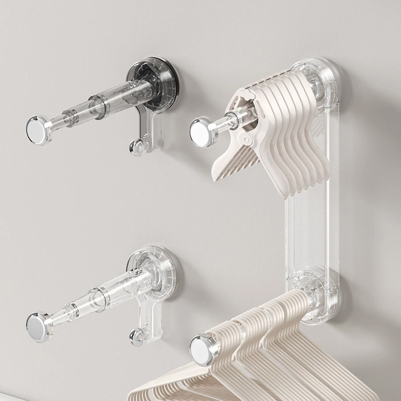 ราวตากผ้าแบบพกพาเหมาะสําหรับการเดินทางและในร่มใช้ แบบติดผนัง - ประหยัดพื้นที่แบบไม่มีหมัด - รูปที่ 3