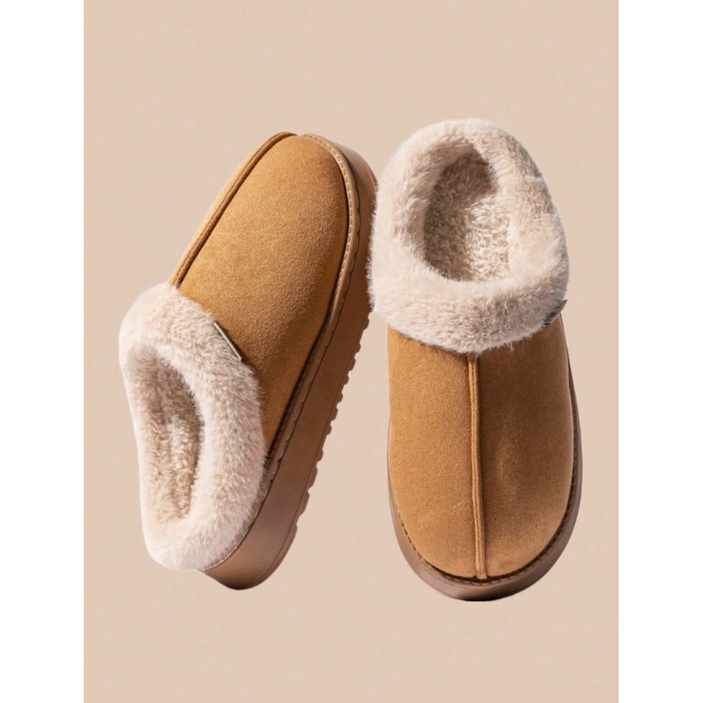 UTUNEรองเท้าแตะตุ๊กตาพื้นหนาสําหรับผู้หญิงฤดูใบไม้ร่วงฤดูหนาวรองเท้าแตะผ้าฝ้ายในร่มสําหรับสวมใส่กลาง