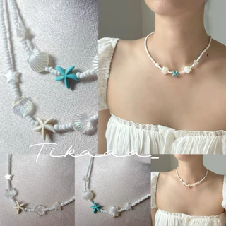 (Ready to Ship🇹🇭) ✨Cute Handmade Shell & Starfish Necklace – Beach Style สร้อยเปลือกหอย 🐚สร้อยปลาดาวไปทะเล 🌴✨