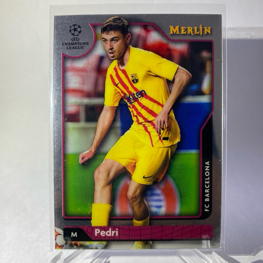 การ์ดนักฟุตบอลสำหรับสะสม PEDRI, BARCELONA, TOPPS MERLIN 2022