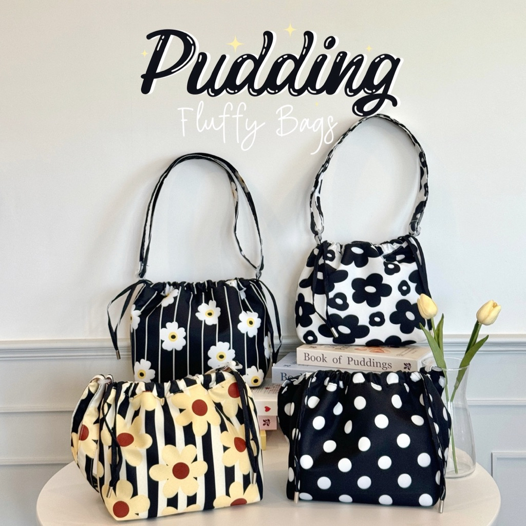 (ทรงใหม่) Fluffy Pudding Bags กระเป๋าผ้า กระเป๋าผ้าบุฟองน้ำ นุ่ม นิ่ม 🍮🍮