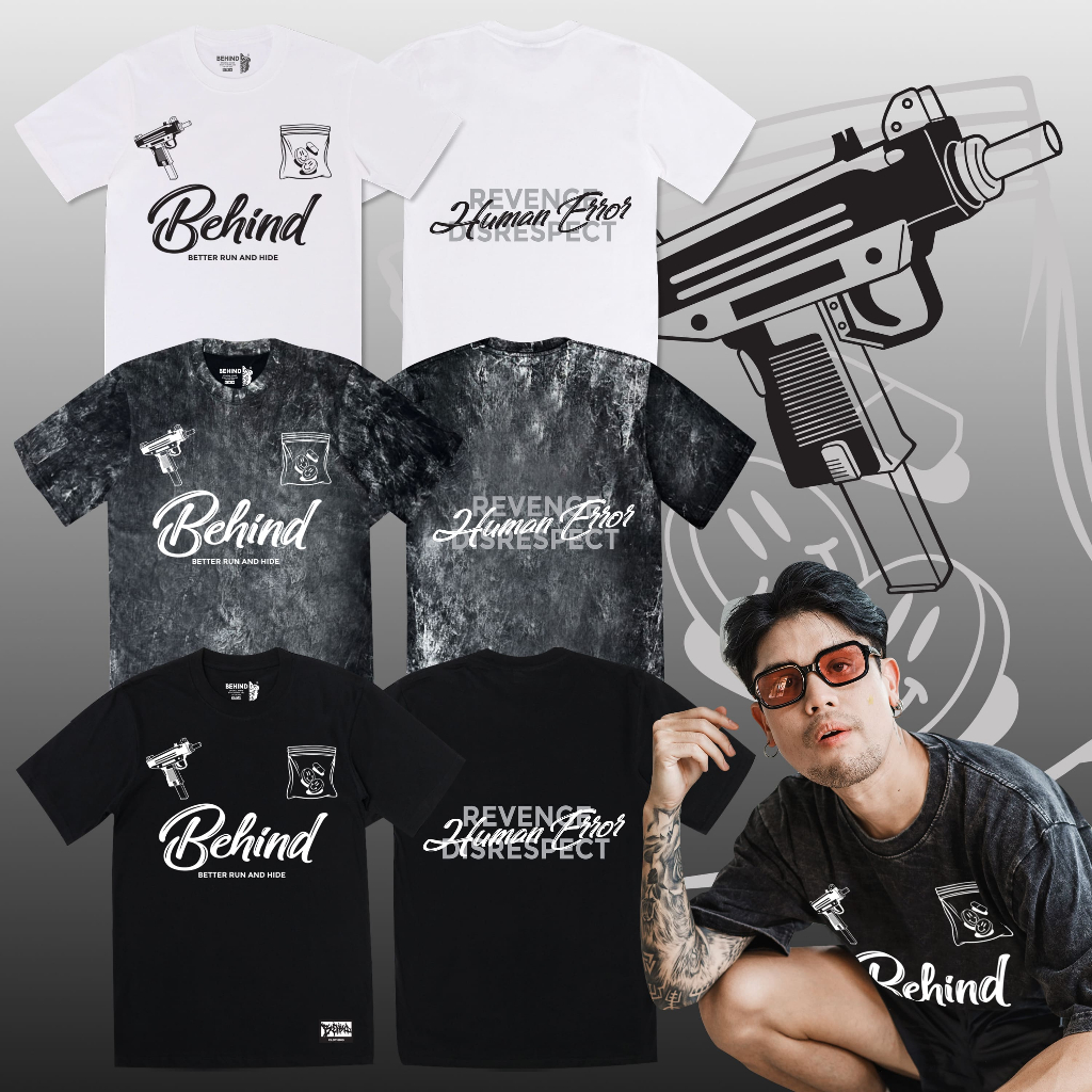 BEHIND เสื้อยืด “ BETTER RUN AND HIDE “ แขนสั้น แขนยาว แนวสตรีท Oversize เสื้อยืดชาย หญิง