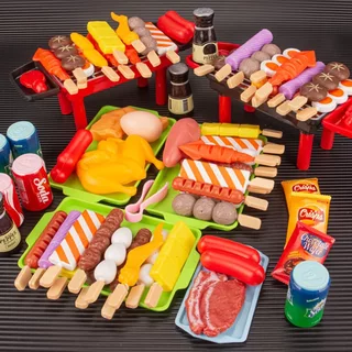 บาร์บีคิวจำลองสำหรับเด็ก แกล้งเกม ของเล่นเด็กในครัว เครื่องครัวสำหรับทำอาหาร สวมบทบาทบาร์บีคิว