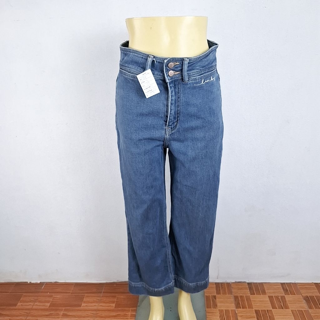1K919 กางเกงยีนส์LISA กางเกงยีนส์ขากระบอกใหญ่ กางเกงยีนส์ขายาวแฟชั่น มือสอง [หุ่นไซส์M เอว 26]รายละเ