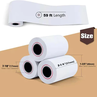 LabelMore (50roll) กระดาษความร้อน 57x30/40/50 สติ๊กเกอร์บาร์โค้ด ใบประหน้าสินค้า สติ๊กเกอร์ความร้อน