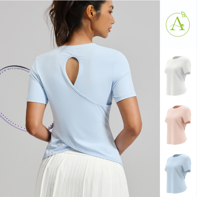 ArayaLady  เสื้อคลุมบรา เสื้อกีฬาผู้หญิงแขนสั้น ทรงไขว้หลัง รุ่น AT-JYWD026