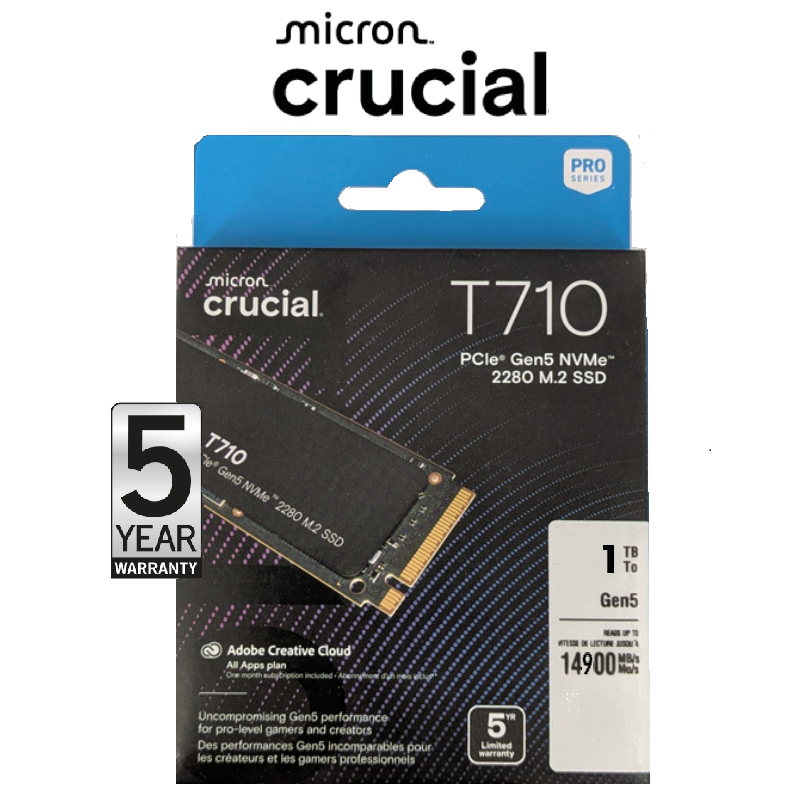 Crucial 1TB T710 PCIe Gen 5 NVMe M.2 SSD