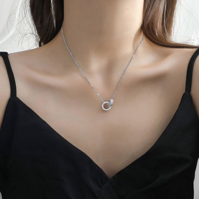 Madame luxury - สร้อยคอห่วงเลขโรมัน สร้อยข้อมือห่วงเลขโรมัน งานเกาหลีเกาใจ รหัสสินค้า N09-2 สีเงิน - รูปที่ 2