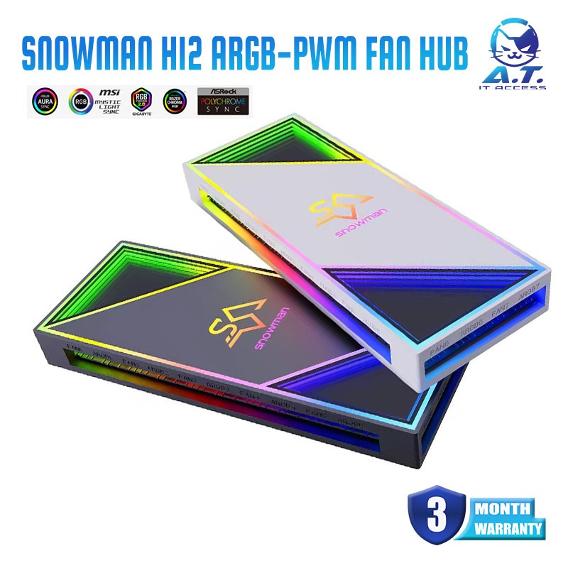 SNOWMAN ARGB Fan Hub Remote Controller PC Cabinet Cooling Fan Controller H12 ARGB PWM Hub Port