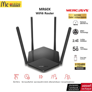MERCUSYS MR60X Router Wi-Fi 6 AX1500 Faster 1.5 Gbps Speeds …