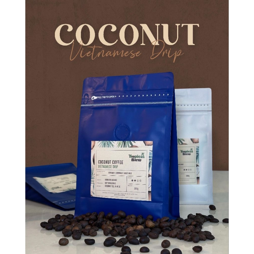 เม็ดกาแฟคั่วมะพร้าวเวียดนาม Coconut Coffee beans from Vietnam (Buon Ma Thuot) 🇻🇳 Medium Roast Coffee