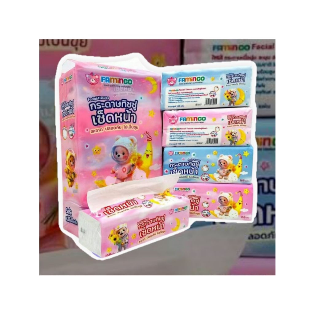 ทิชชู่ FLAMINGO แบบหนา3ชั้น เหมาะสำหรับใช้เช็ดทำความสะอาด