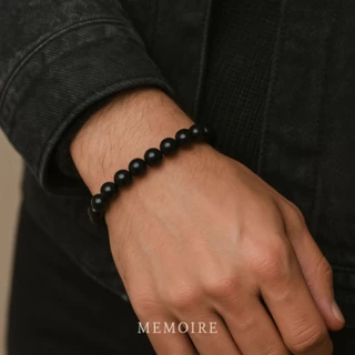 กำไลหินแท้ Black Tourmaline ปัดเป่าพลังร้าย กันพลังลบ | แบล็ค ทัวร์มาลีน หินมูสายแฟ สายปัง MEMOIRE