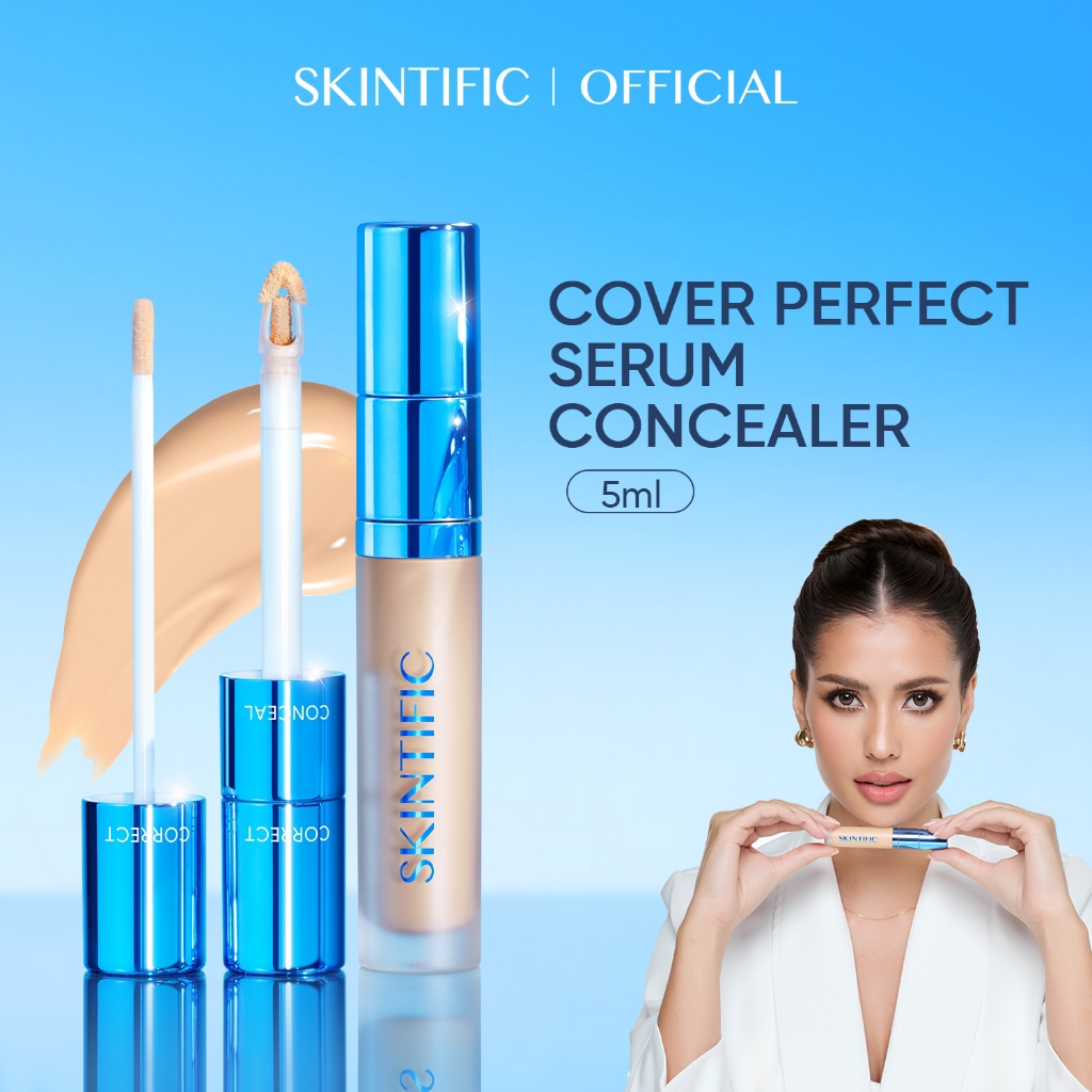 【ANNTONIA'S PICK】SKINTIFIC Cover Perfect Serum Concealer 5ml คอนซีลเลอร์ Dual tip 2 หัว ปกปิดทุกรอย ได้ตรงจุด ติดทนนาน
