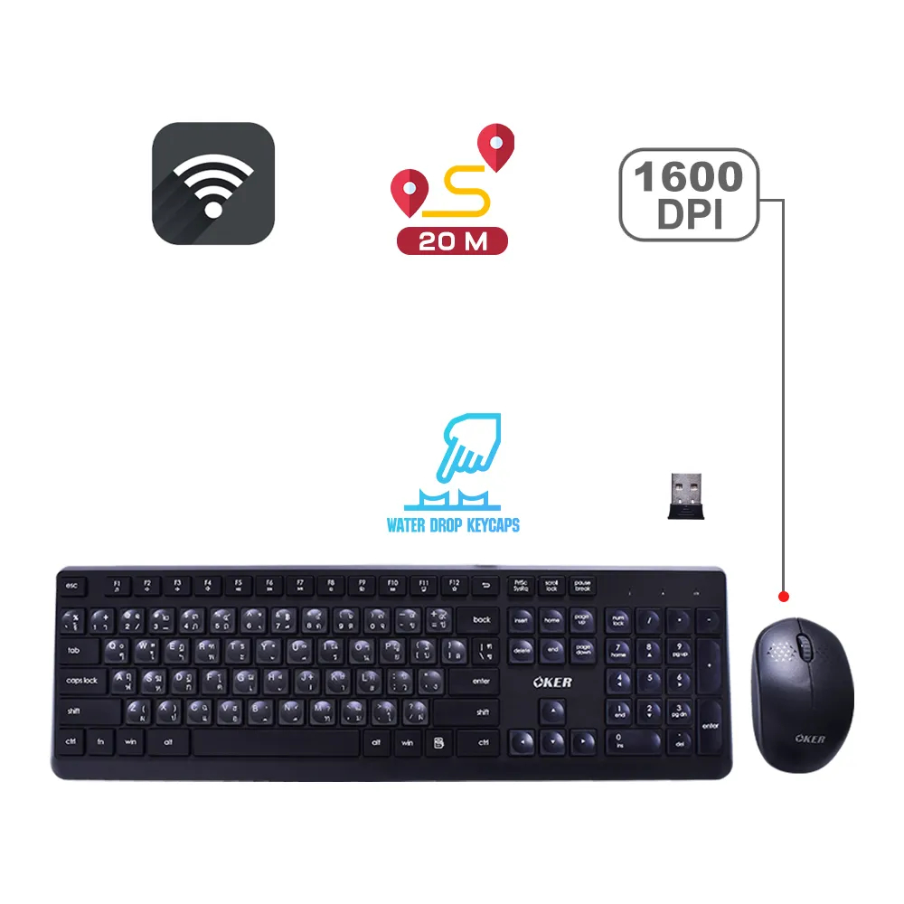 Oker คีย์บอร์ด+เมาส์ ไร้สาย รุ่น K788
